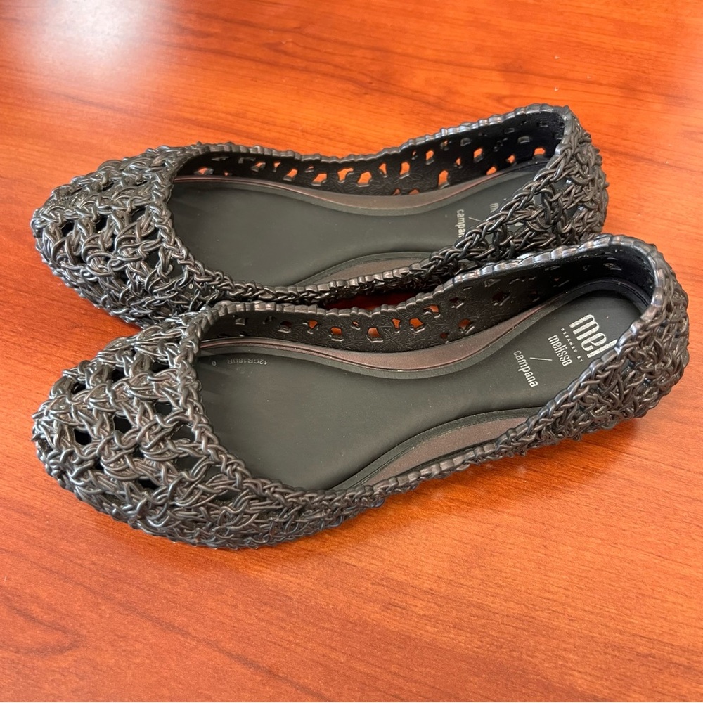 Mel by Melissa & Campana Girls Zig Zag black Copper Jelly Ballet Size 1 (U.S.) - Picture 14 of 15